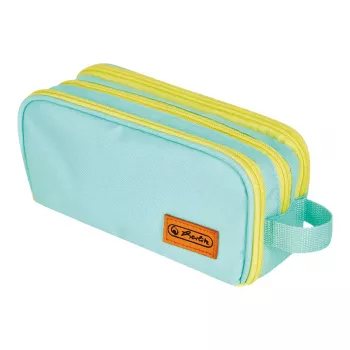 Estuche Herlitz Neon Soft poliéster menta amarillo 235x110x75mm