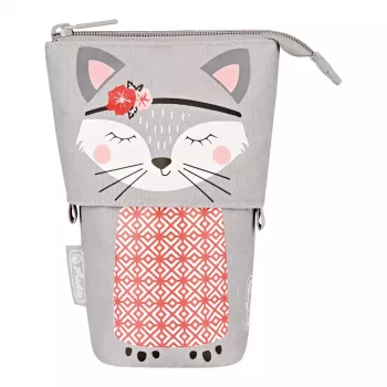 Estuche blando Herlitz Kitty poliéster gris rosa blanco