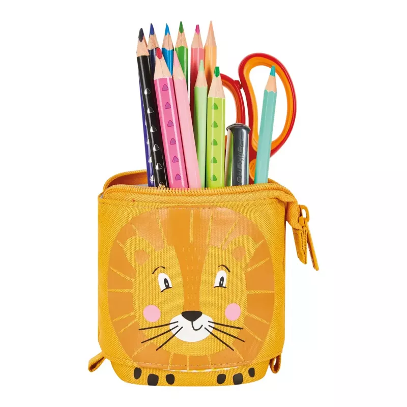 Herlitz 300001508 Lion estuche blando, poliéster, naranja/amarillo