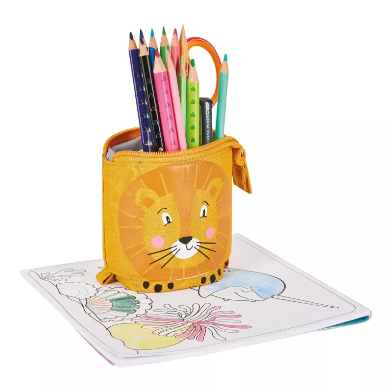 Herlitz 300001508 Lion estuche blando, poliéster, naranja/amarillo