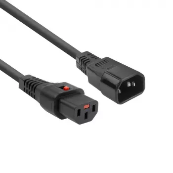 ACT Cable de alimentación C13 IEC Lock - C14 negro 2 m, PC1021, pack de 5