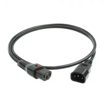 ACT Cable de alimentación C13 IEC Lock - C14 negro 2 m, PC1021, pack de 5