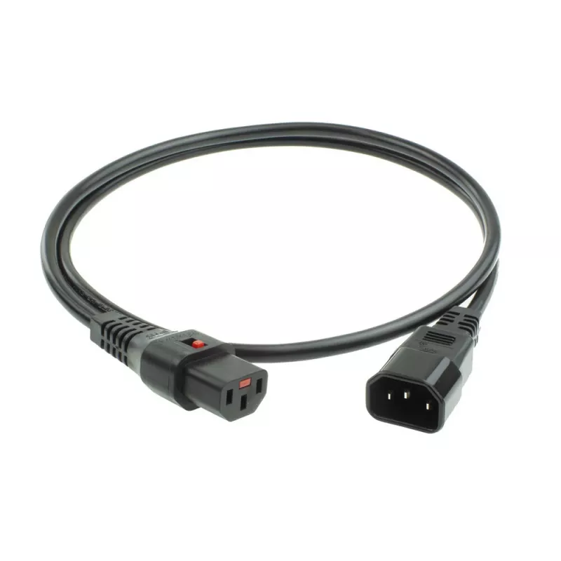 ACT Cable de alimentación C13 IEC Lock - C14 negro 2 m, PC1021, pack de 5