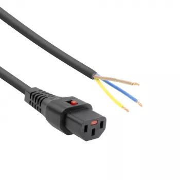 ACT Cable de alimentación C13 IEC Lock - extremo abierto negro 2 m, PC1025, pack de 5