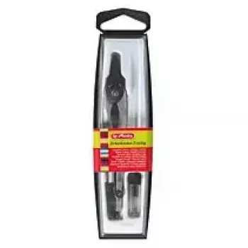 Herlitz 8710006 set de compás en estuche, 2 piezas, 110 mm, negro