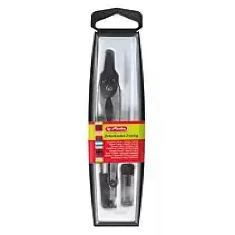 Herlitz 8710006 Set de compás en estuche, 2 piezas, 110 mm, negro