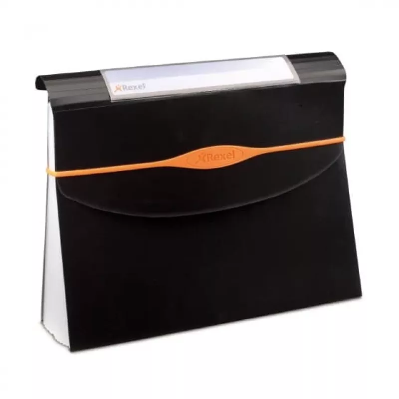 Rexel Optima Archivador de fuelle de 13 bolsillos, A4, negro, polipropileno (PP)