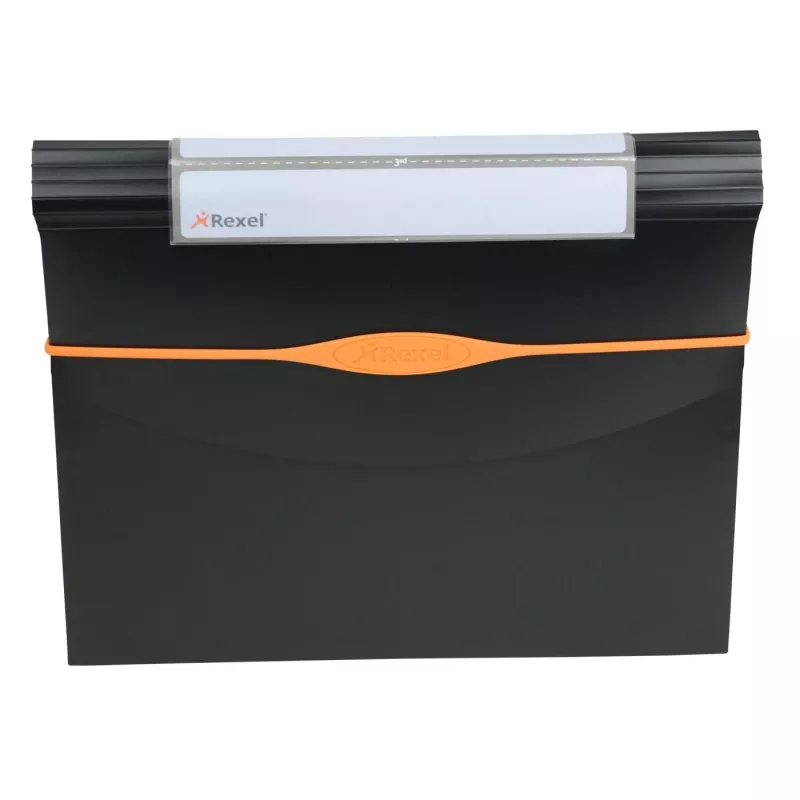 Rexel Optima Archivador de fuelle de 13 bolsillos, A4, negro, polipropileno (PP)