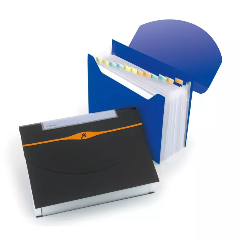Rexel Optima Archivador de fuelle de 13 bolsillos, A4, negro, polipropileno (PP)