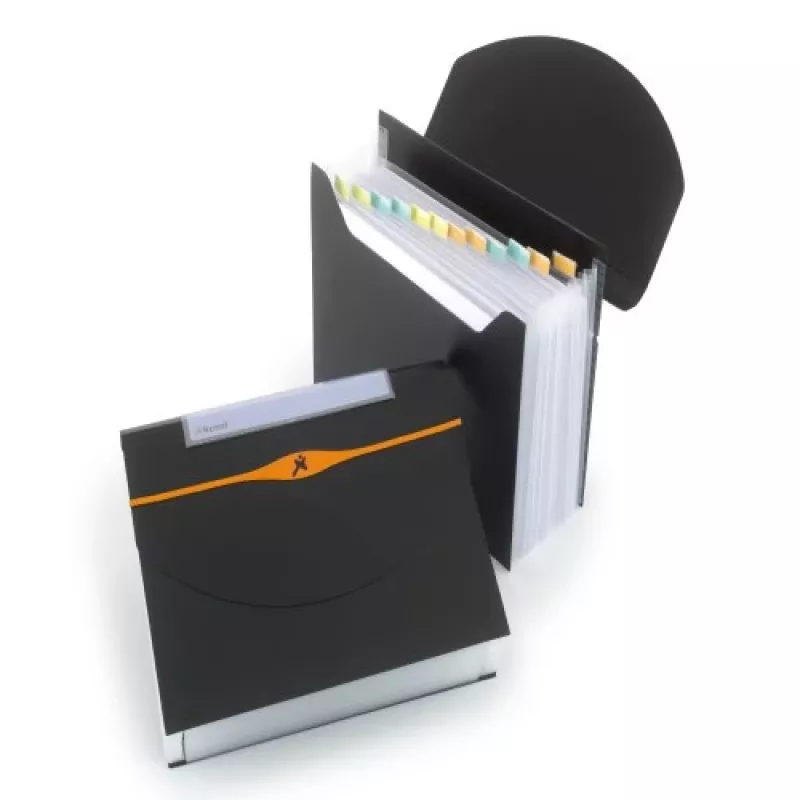 Rexel Optima Archivador de fuelle de 13 bolsillos, A4, negro, polipropileno (PP)