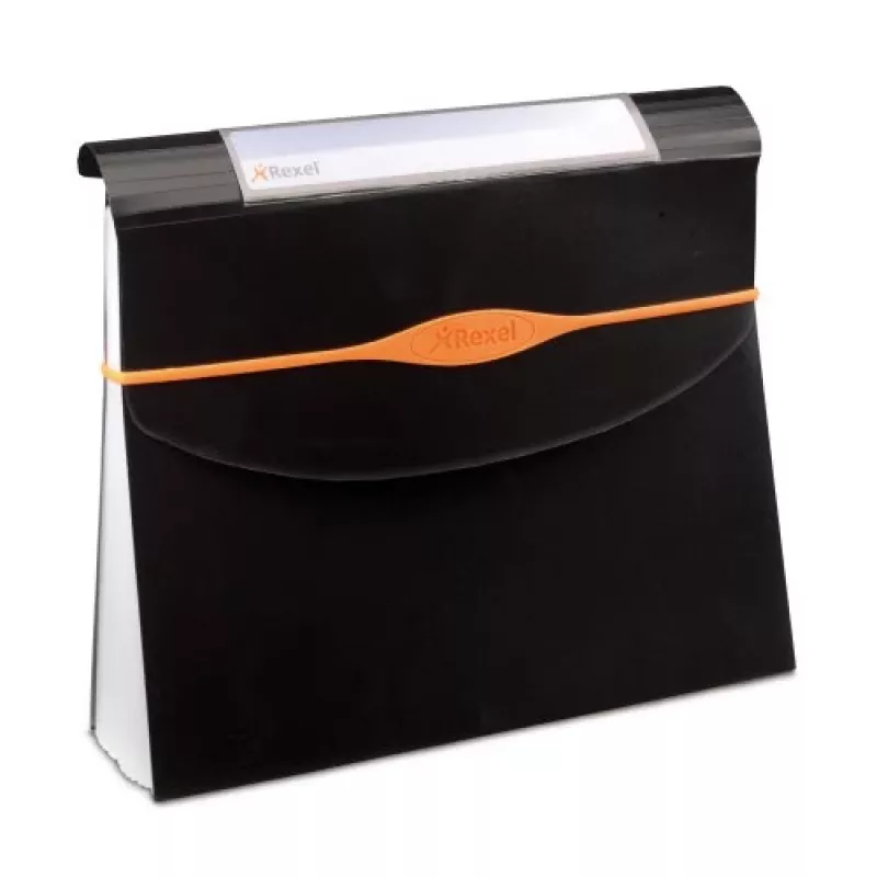 Rexel Optima Archivador de fuelle de 13 bolsillos, A4, negro, polipropileno (PP)