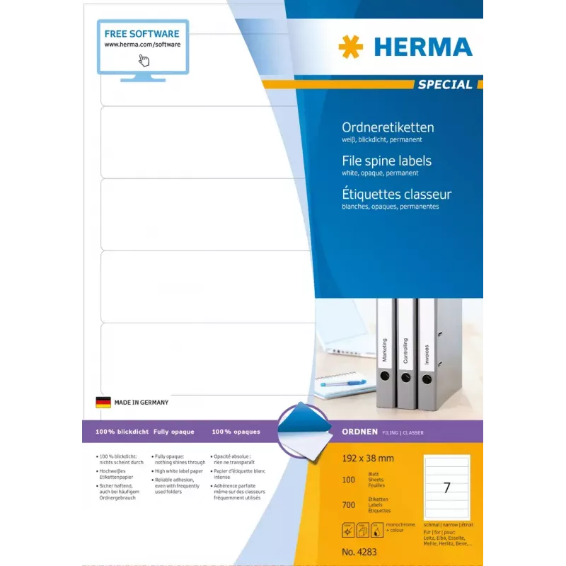 Etiqueta autoadhesiva para impresora HERMA A4 192x38 mm 700 uds.