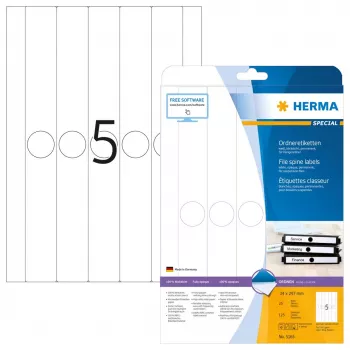 Etiquetas para carpetas de colgar HERMA 5165 A4 34x297 mm papel blanco mate opaco 125 uds.