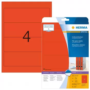 Etiquetas de archivo HERMA A4 192x61 mm rojo papel mate opaco 80 uds.