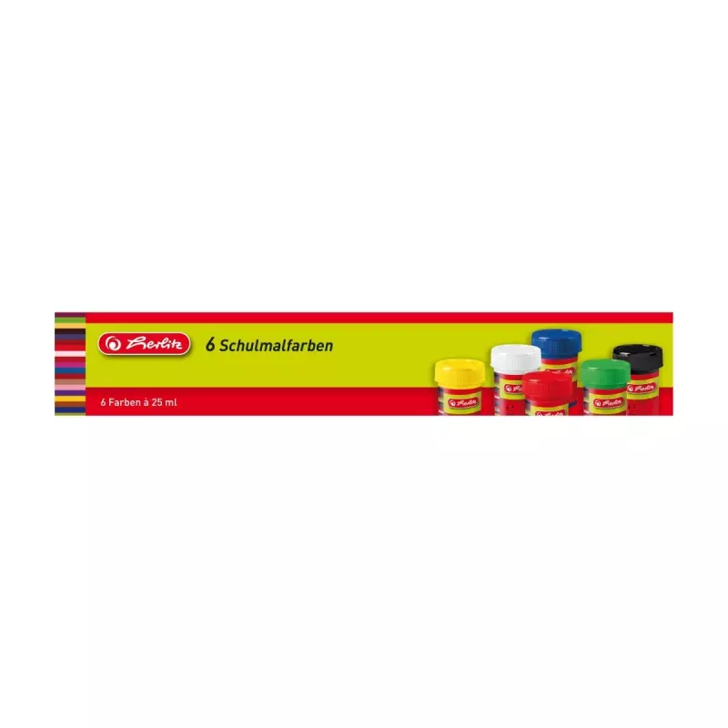 Pintura al agua Herlitz 8643025 negro azul verde rojo blanco amarillo 25 ml vidrio 6 uds.