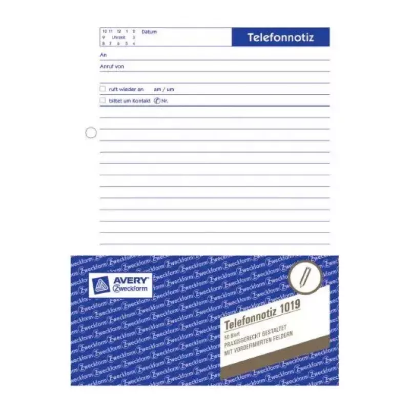 Avery Zweckform 1019 Talonario de notas telefónicas, A5, 50 hojas