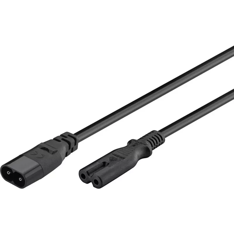 Wentronic IEC-60320-C8 a IEC-60320-C7 2m C8 conector hembra a C7 conector hembra Negro (97201)