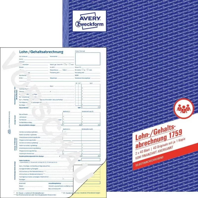 Formulario/libro de contabilidad AVERY 1759 A4 40 páginas