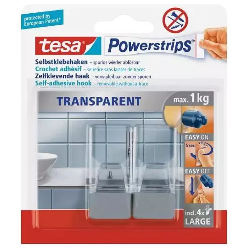 Gancho para toallas TESA 58812 Indoor transparente 2 uds.