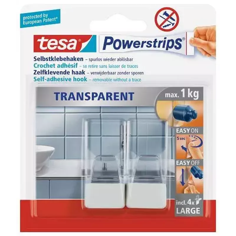 Gancho de cocina TESA 58811-00000 transparente blanco 2 unidades