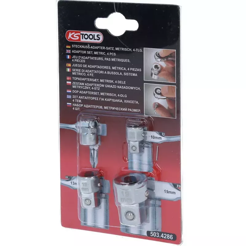 Juego de vasos KS Tools 503.4286 4 cabezas acero cromo-vanadio