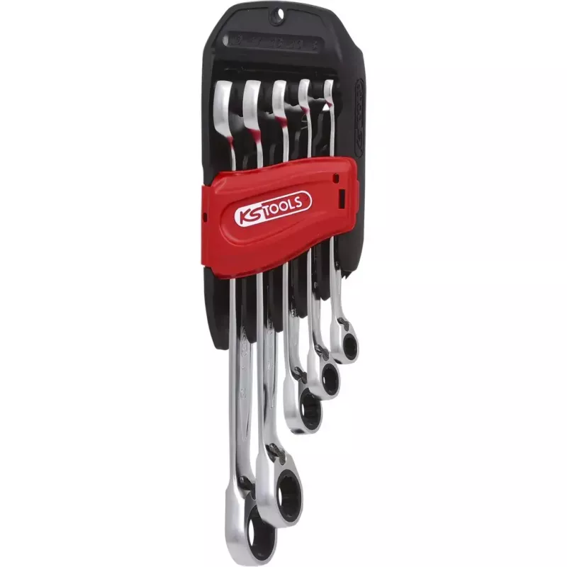 KS Tools GEARplus 503.4605 Juego de llaves combinadas de carraca reversibles, 5 uds., 8-19 mm