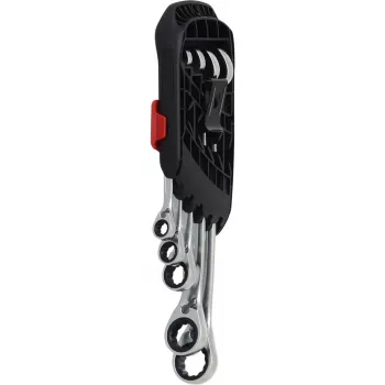 KS Tools DUO GEAR 503.5905 Juego de llaves combinadas, 5 uds., con función de carraca en el extremo abierto, reversibles