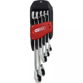 KS Tools DUO GEAR 503.5905 Juego de llaves combinadas, 5 uds., con función de carraca en el extremo abierto, reversibles