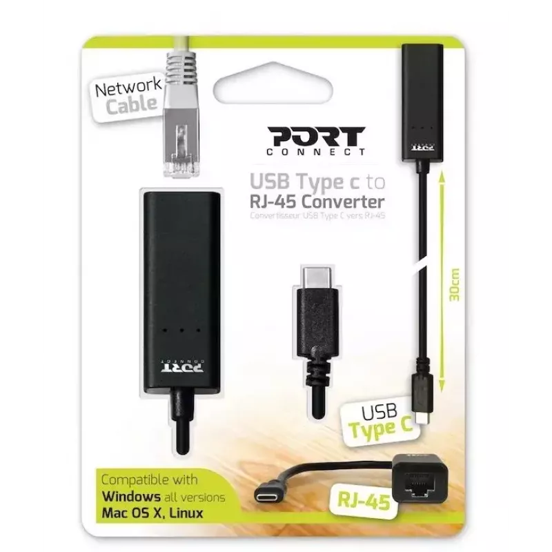 PORT Designs PORT Connect Adaptador de red de USB-C a Gigabit Ethernet