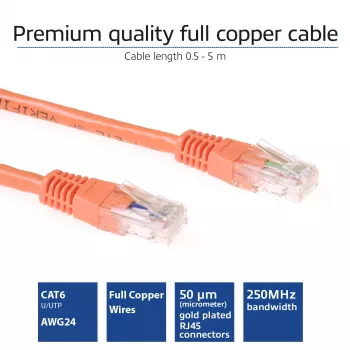 Cable de red ACT naranja 7 m U/UTP CAT6 con conectores RJ45