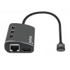 Manhattan Dock/Hub USB-C con lector de tarjetas, conexiones (x6): Ethernet, HDMI, USB-A (x3) y USB-C, con Power Delivery (100 W) al conector USB-C (nota: se requiere fuente de alimentación USB-C y cable USB-C adicionales), universal para todos los dispositivos, aluminio, corresponde a DKT30CSDHPD3