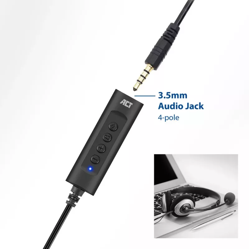 ACT AC9360 tarjeta de audio USB 3,5 mm conexión de auriculares 4 botones