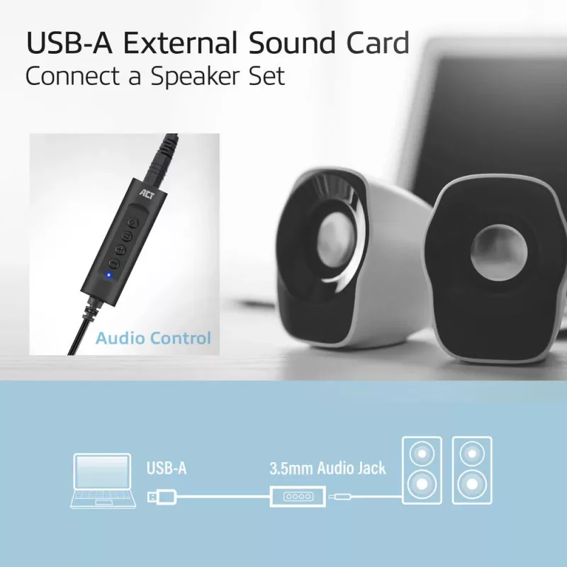 ACT AC9360 tarjeta de audio USB 3,5 mm conexión de auriculares 4 botones