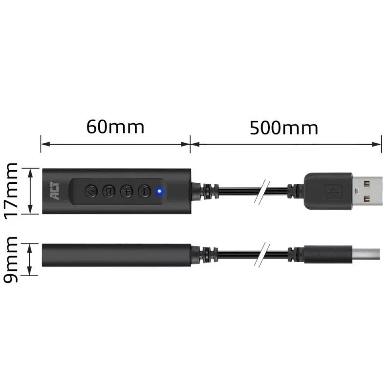 ACT AC9360 tarjeta de audio USB 3,5 mm conexión de auriculares 4 botones