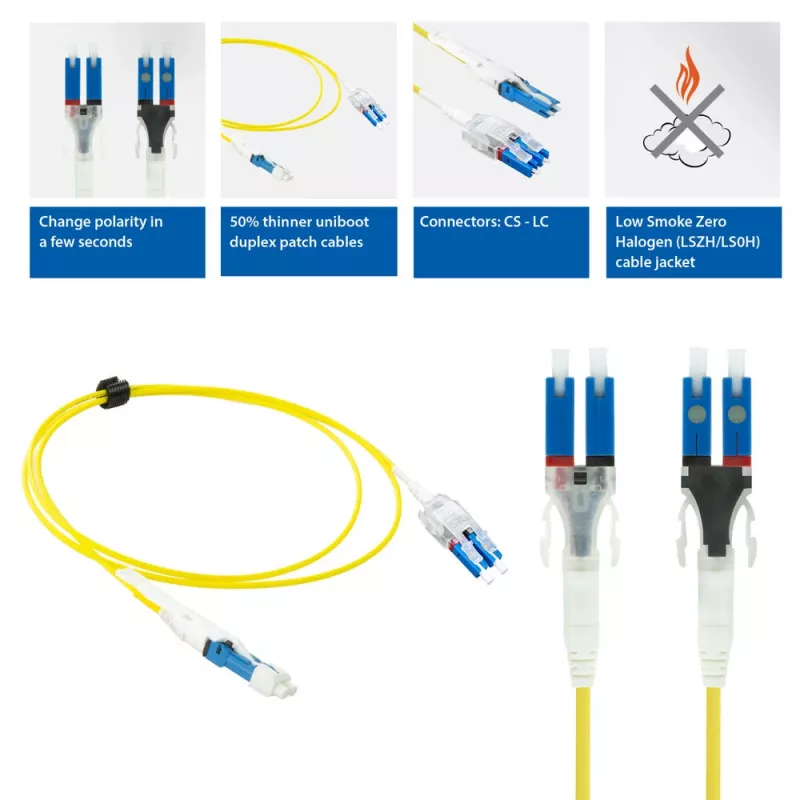 ACT cable de conexión de fibra óptica monomodo 9/125 OS2 Polarity Twist uniboot dúplex CS - LC de 5 metros
