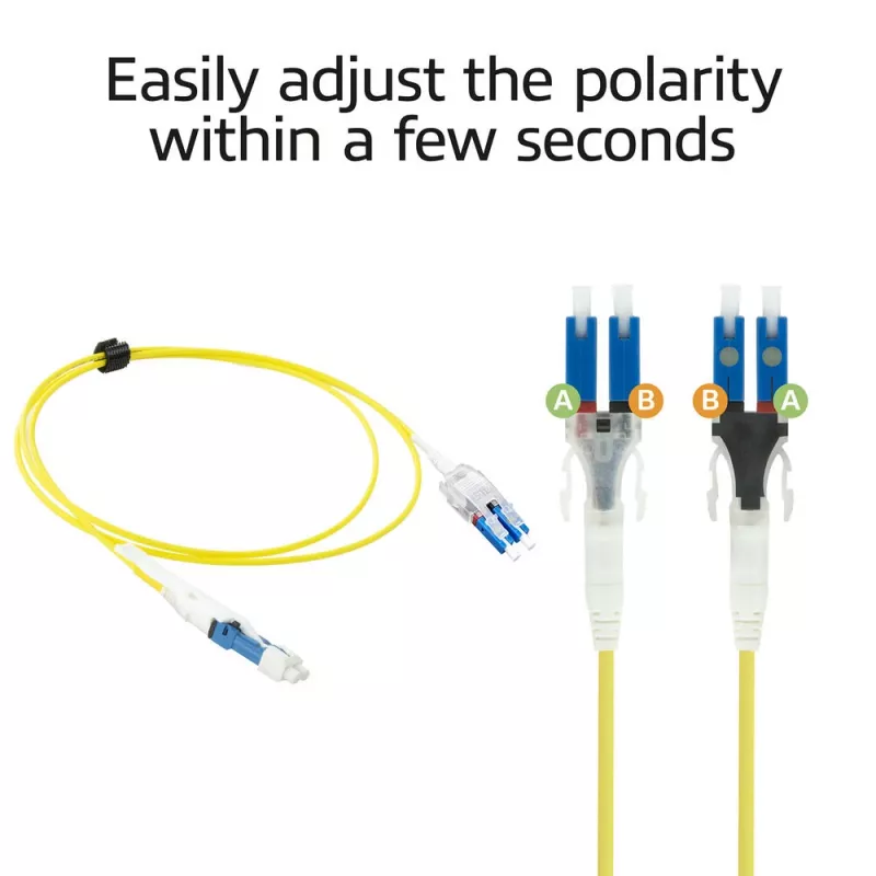 ACT cable de conexión de fibra óptica monomodo 9/125 OS2 Polarity Twist uniboot dúplex CS - LC de 10 metros