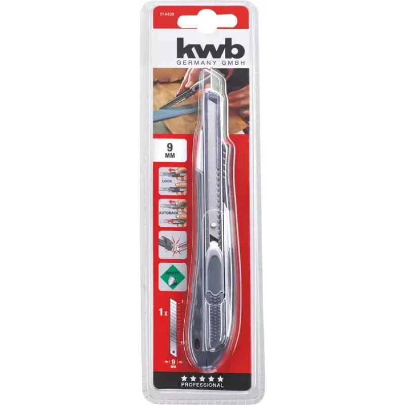 KWB 014409 Cuchillo multiusos Negro Hoja recambiable 9 mm