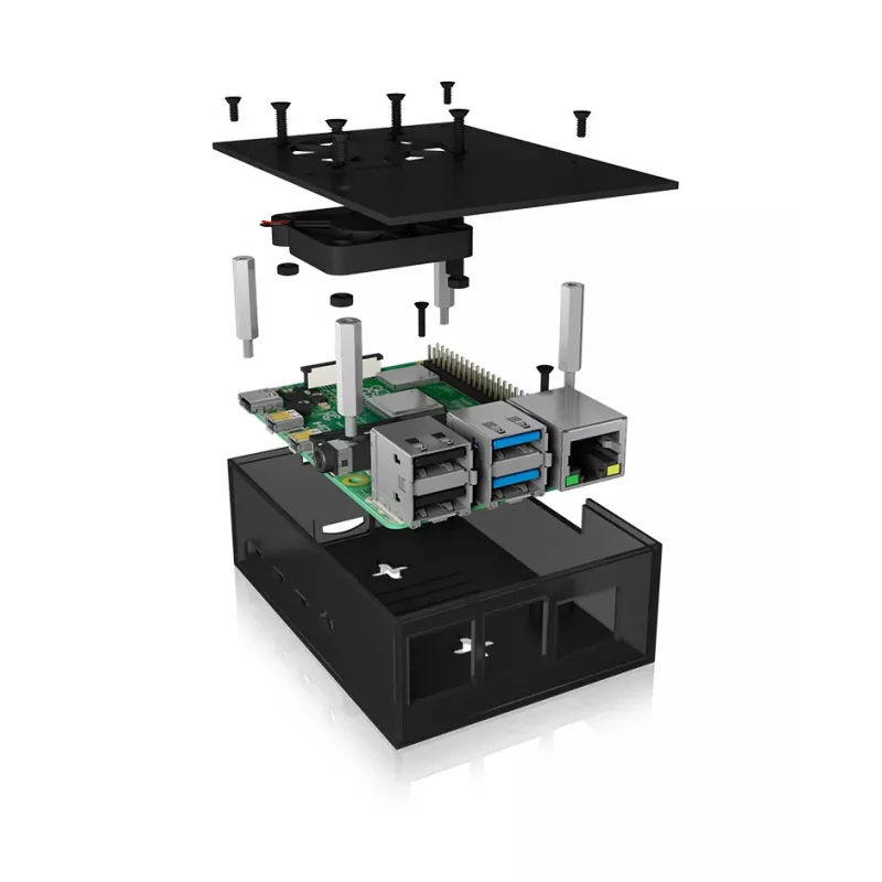 ICY BOX IB-RP108 Carcasa Antracita, Negro
