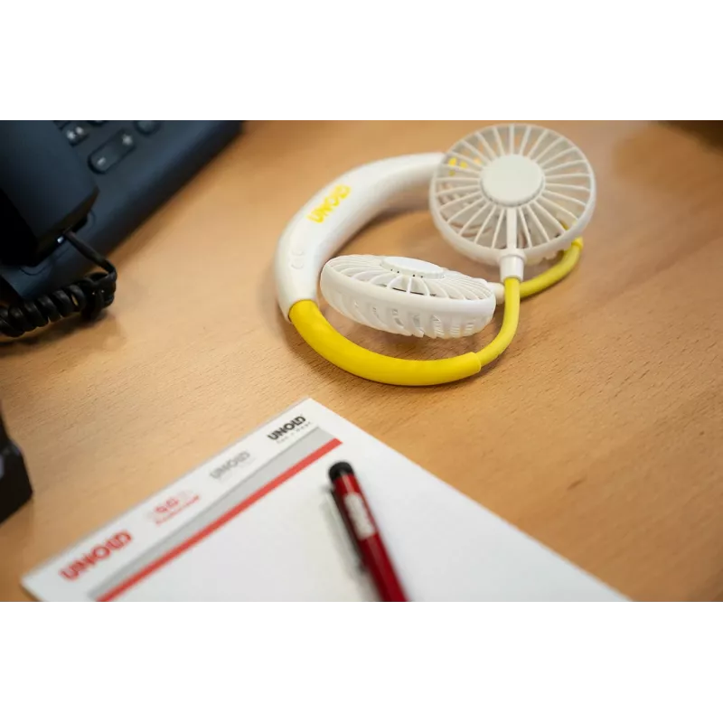 Unold Neck Fan Breezy White, blanco, amarillo, 2 ventiladores, 8 h, ventilador de cuello, blanco, 1 ud.
