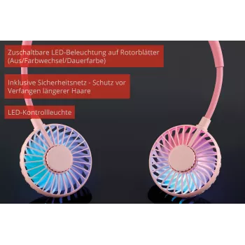 Unold Ventilador de cuello Breezy Pink, Rosa, 2 ventiladores, 8 h, ventilador de cuello, Blanco, 1 ud.