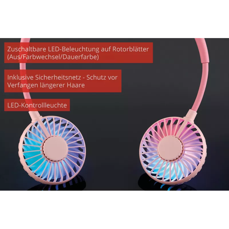Unold Ventilador de cuello Breezy Pink, Rosa, 2 ventiladores, 8 h, ventilador de cuello, Blanco, 1 ud.