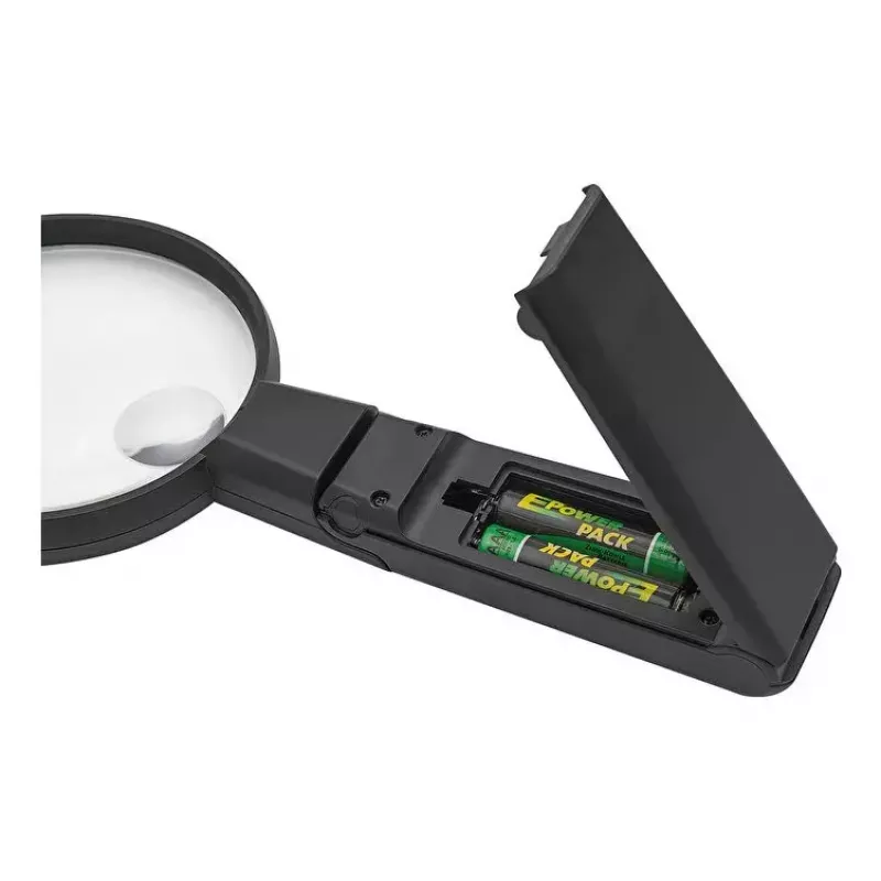 Lupa LED de mano WEDO 271 7565 — Aumento 5×, a pilas, Negro/Blanco