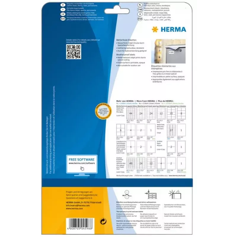 Etiquetas autoadhesivas Rectangulares HERMA 4598