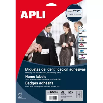 Etiquetas de impresora autoadhesivas APLI 12252 blancas 6,35 x 2,96 cm 540 etiquetas