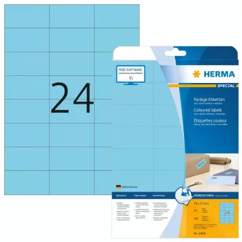 Etiquetas de impresora autoadhesivas HERMA Coloured Labels A4 70x37 mm azul
