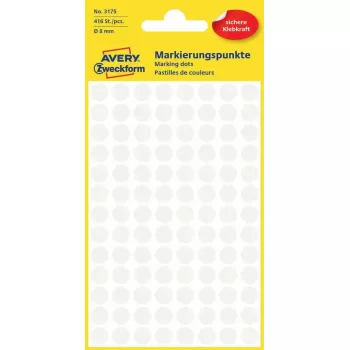 Etiquetas Avery Zweckform puntos de codificación por colores blanco, redondos adhesivo permanente, 8 mm, 416 uds.
