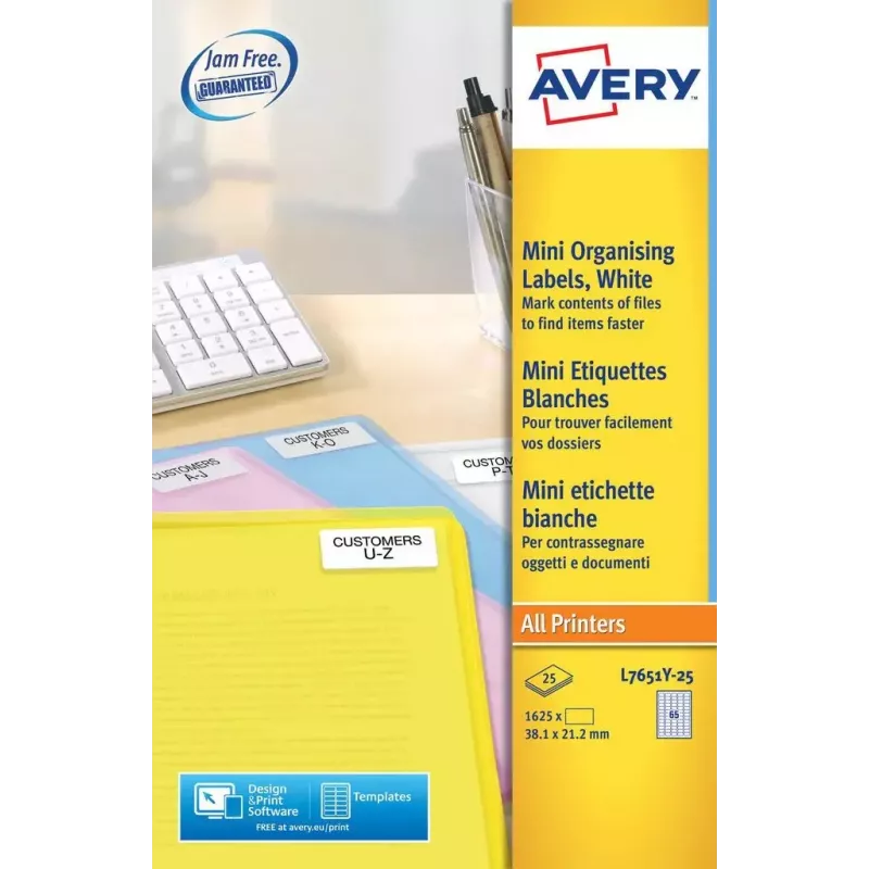 Mini etiqueta láser Avery L7651 amarillo