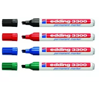 Rotulador permanente Edding 3300 punta biselada negro azul verde rojo