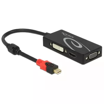 Delock 62855 Adaptador de Mini DisplayPort 1.2 a VGA / HDMI / DVI, 4K, pasivo, negro