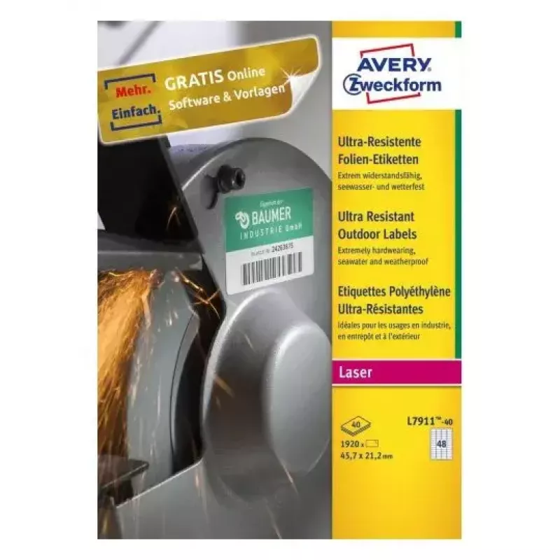 Etiqueta de impresora autoadhesiva Avery L7911-40